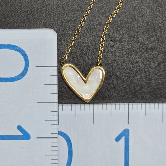 Stainless Steel Heart Necklace With Iridescent White Inlay (NWOT) - Picture 6 of 6